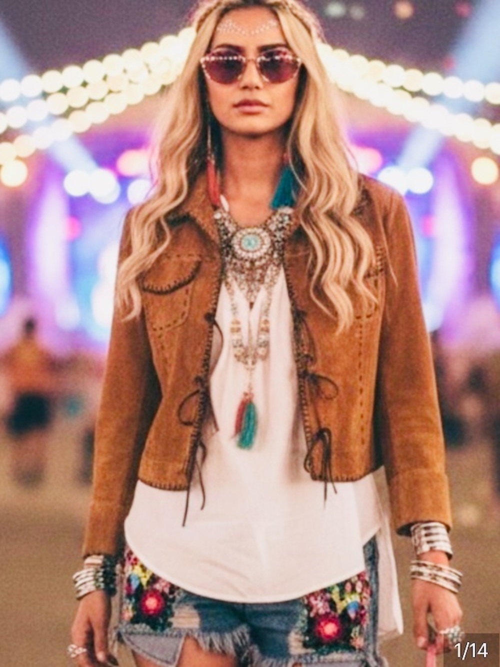 VINTAGE BEBE Tan/Coco Suede Tassel/Fringe Jacket Hand Stitching Rare ⭐️⭐️⭐️⭐️⭐️